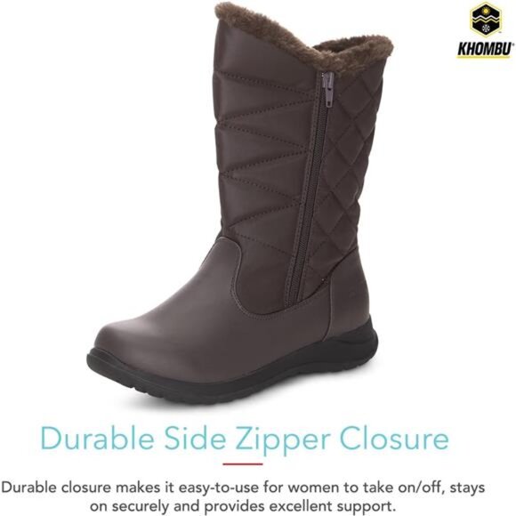 Women's Carly Winter Boots Warm Faux Fur-Lined Tall MidCalf Height with Dual Zip - Picture 2 of 7